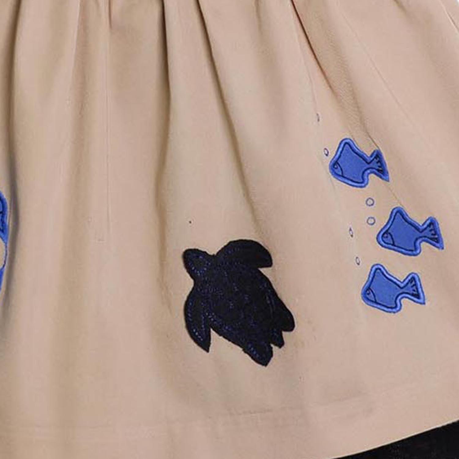 MAGIC MENDING PRELOVED Beige katoenen rok met onderzeeër, 8 jaar