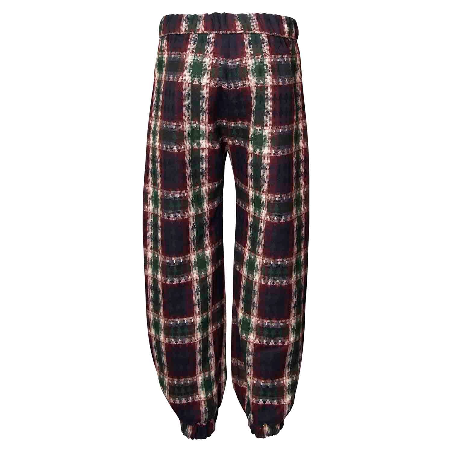 Kids Pants in Bordeaux and Green Tartan