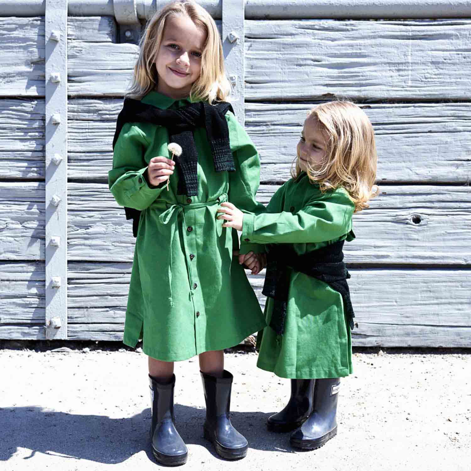 Kids Green Shirt Dress