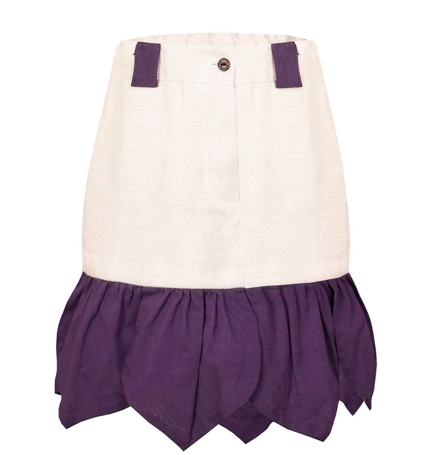 Girls Beige Mini Skirt with Purple Flower Petals
