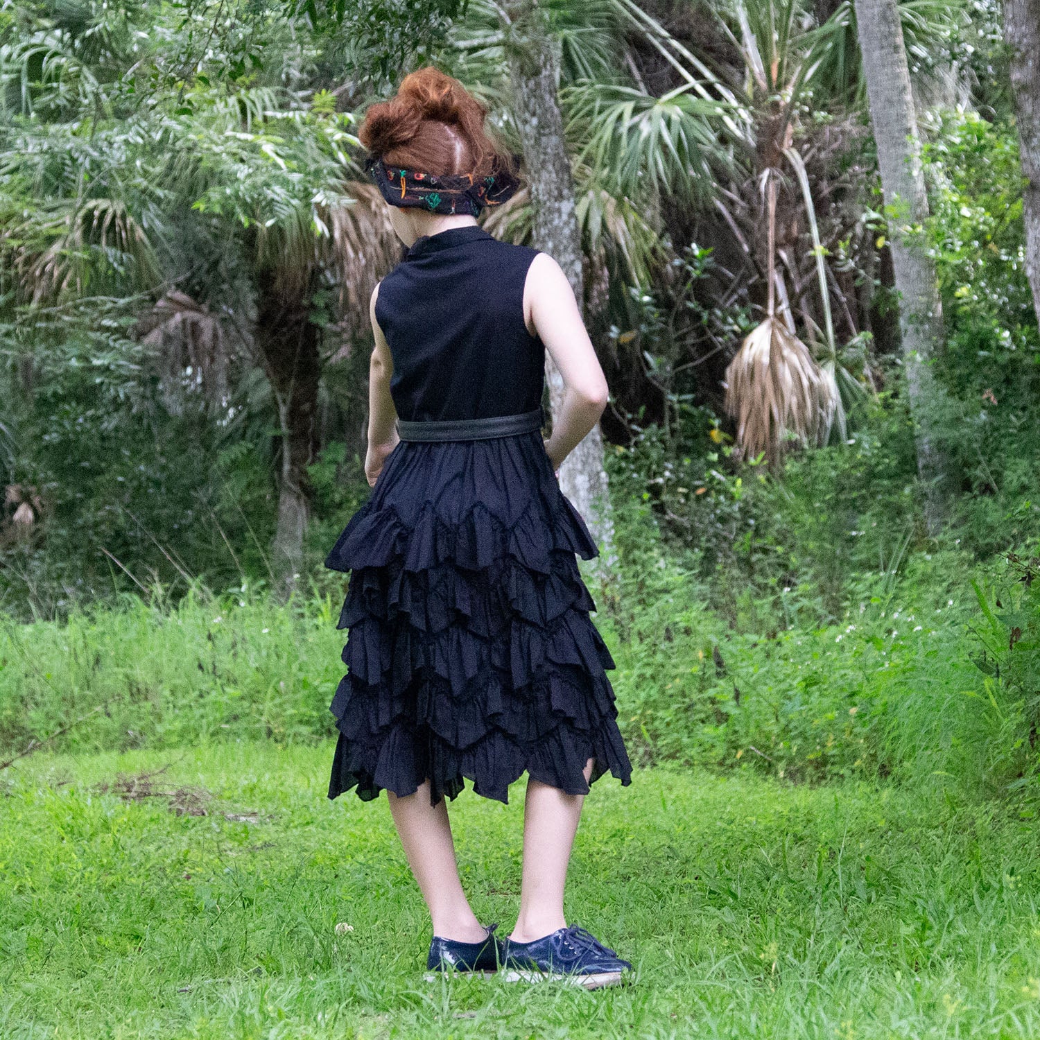 black shirt dress girls with ruffles, black cotton dress maxi dress for girls