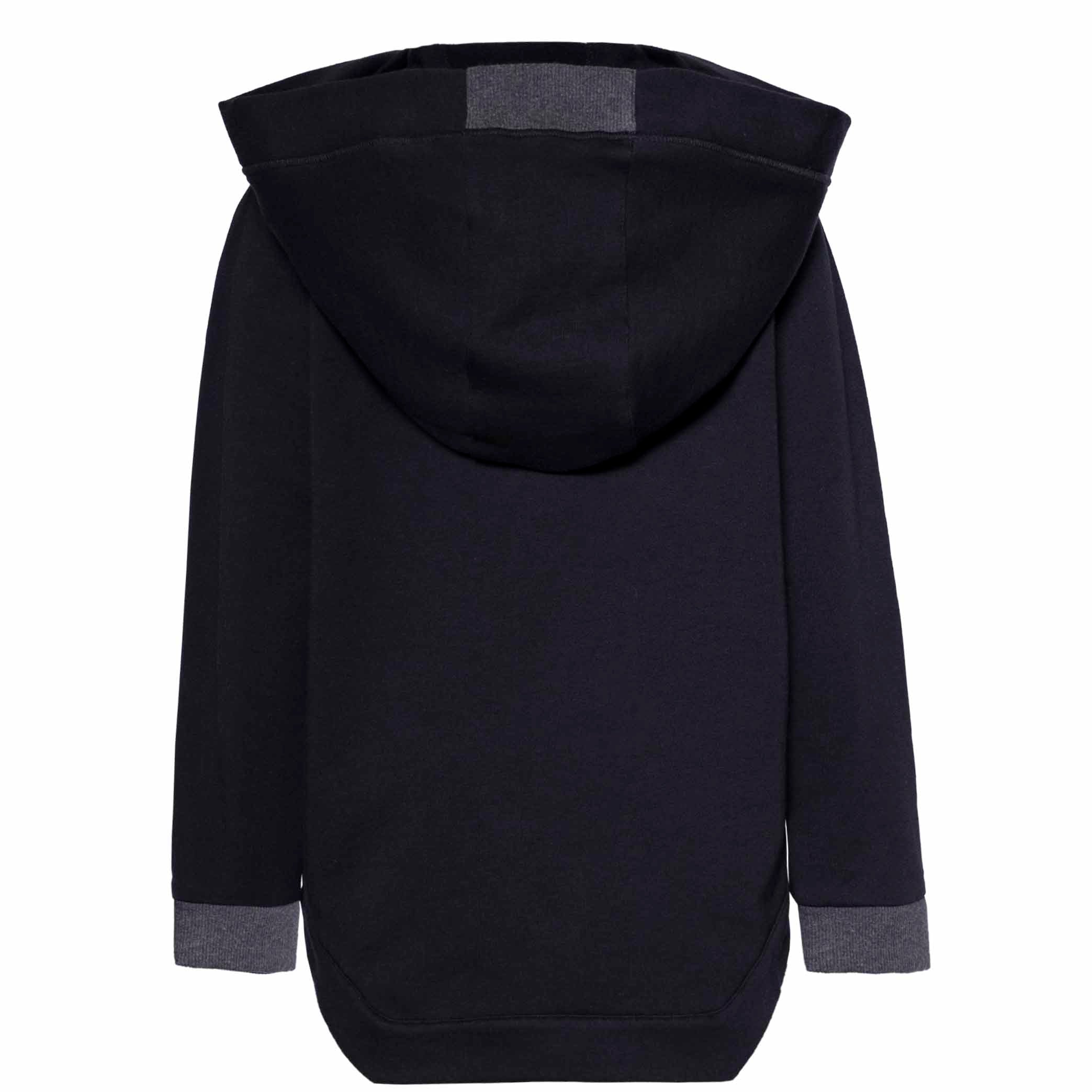 Black Cotton Hoodie with Appliqué