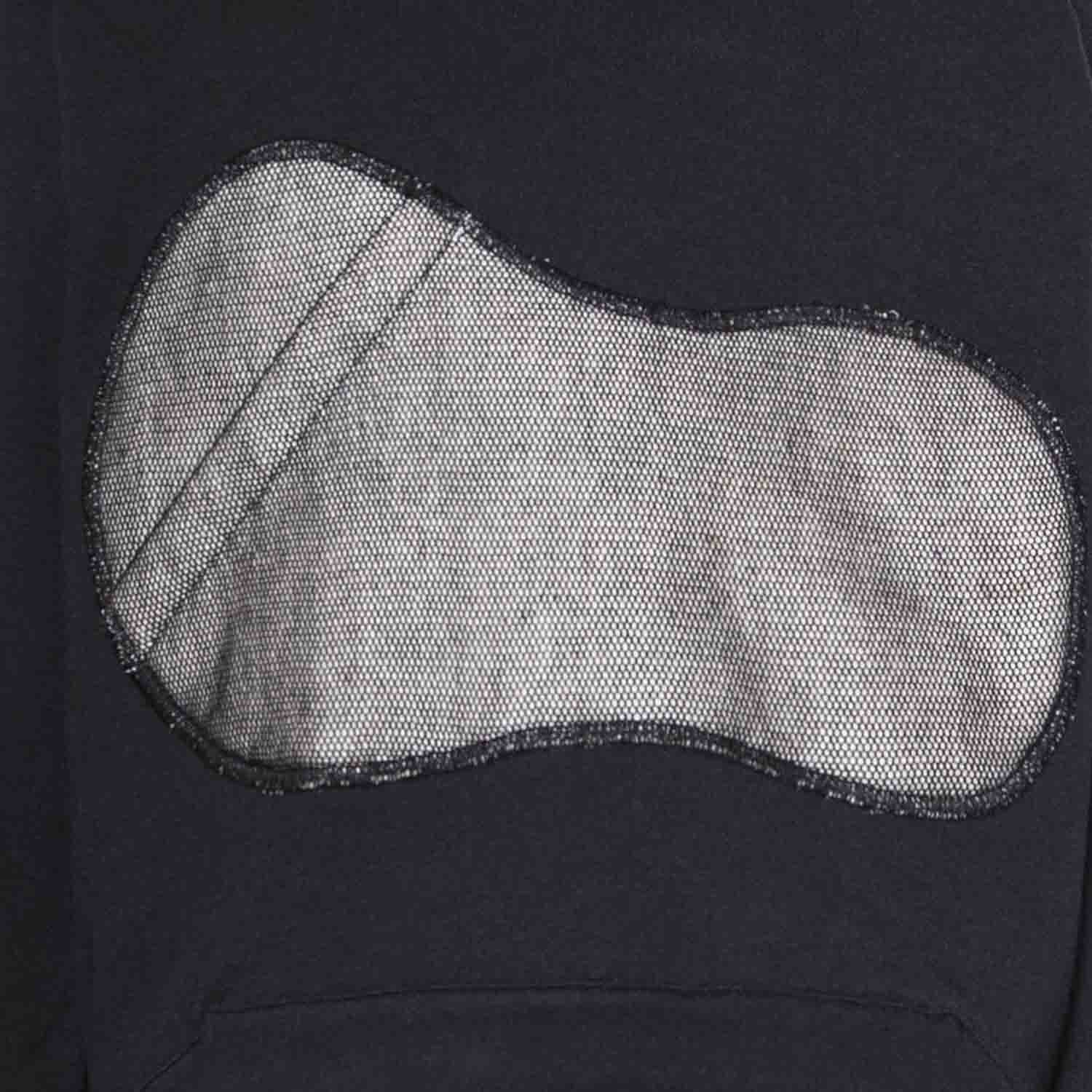 Black Cotton Hoodie with Appliqué