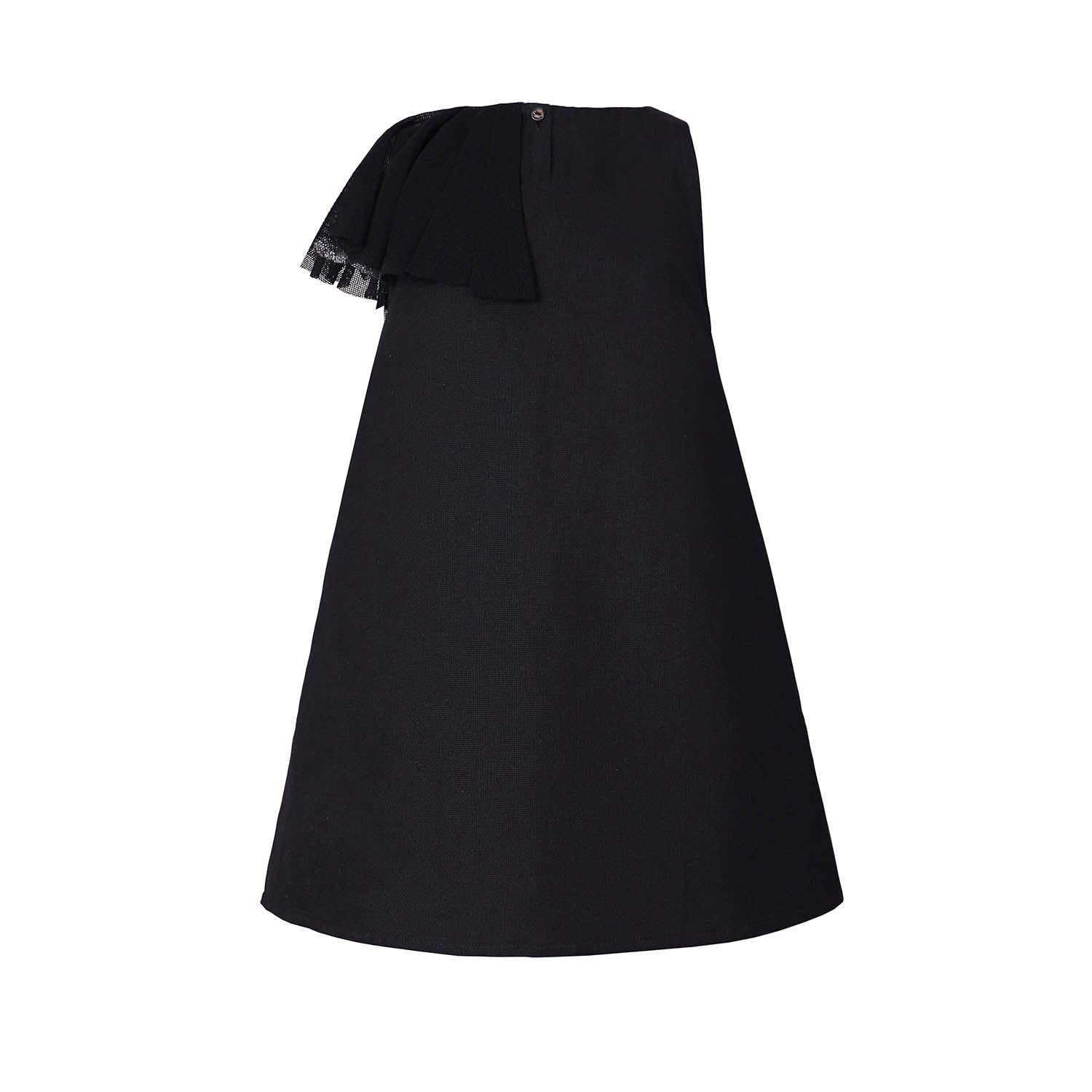 Black Dress with Asymetric Shoulder for Girls
