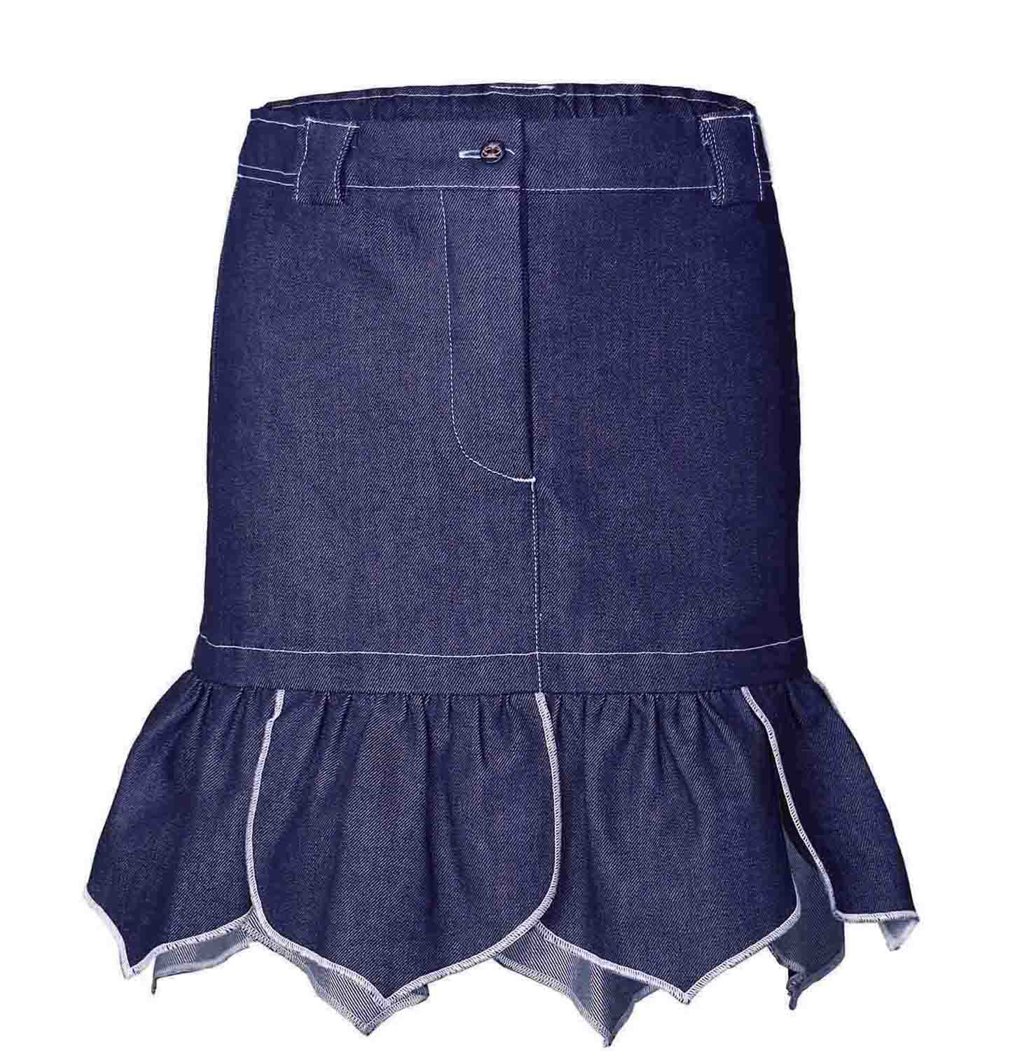 Girls Denim Mini Skirt with Flower Petals