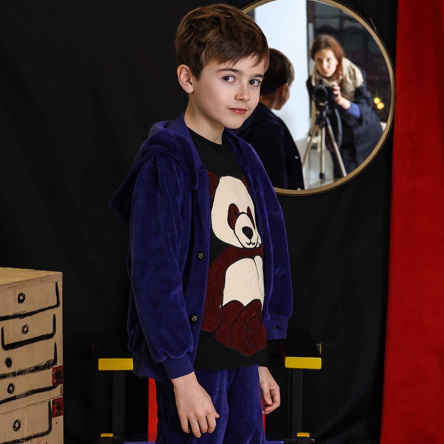 Kids Royal Blue Velvet Hoodie