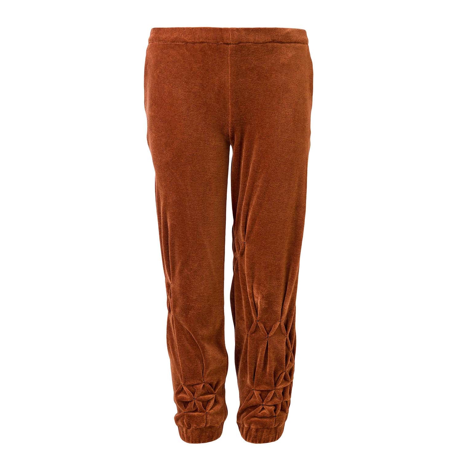 Kids Copper Velvet Track Pants with Hand Smock