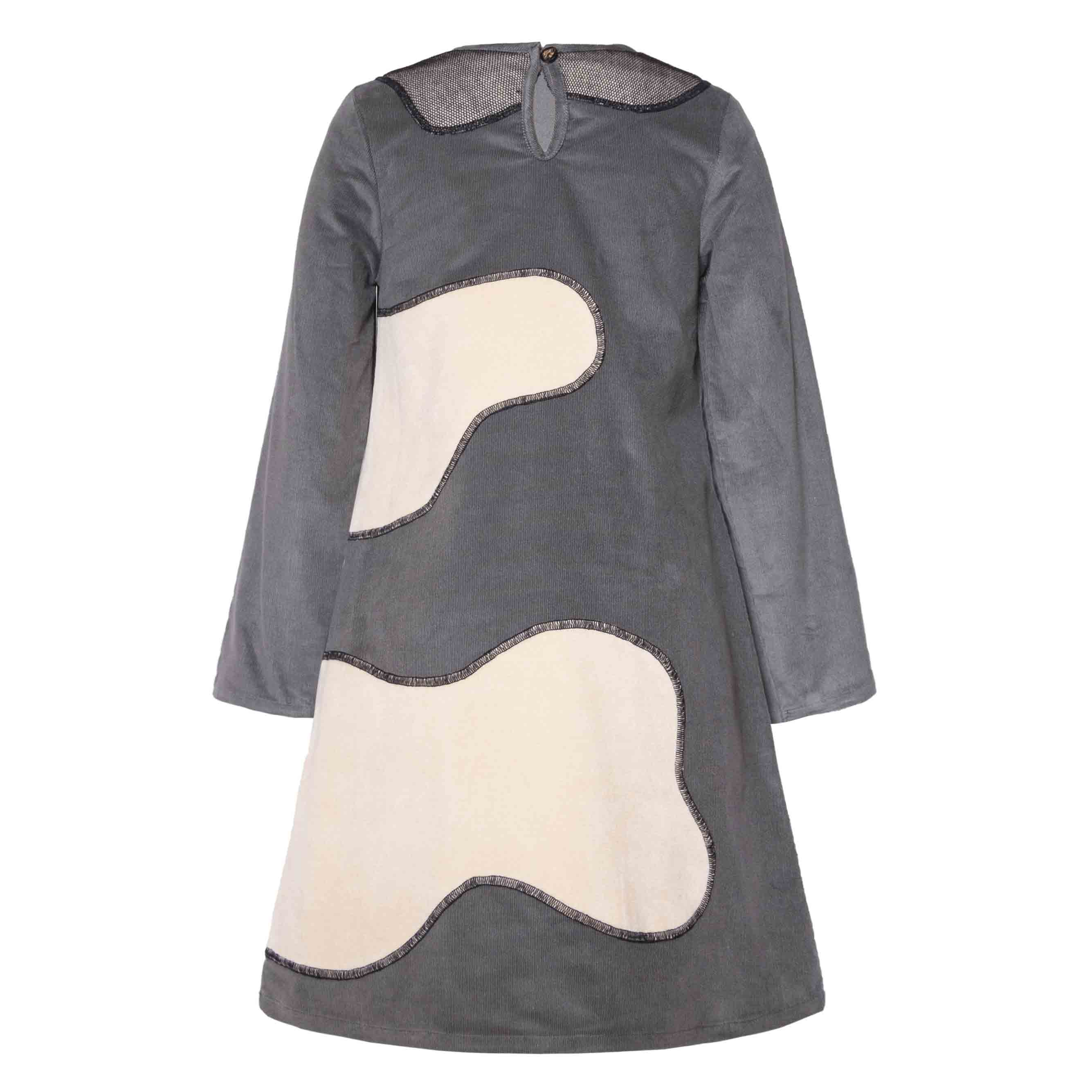 Graues A-Linien-Kleid aus Samt für Kinder