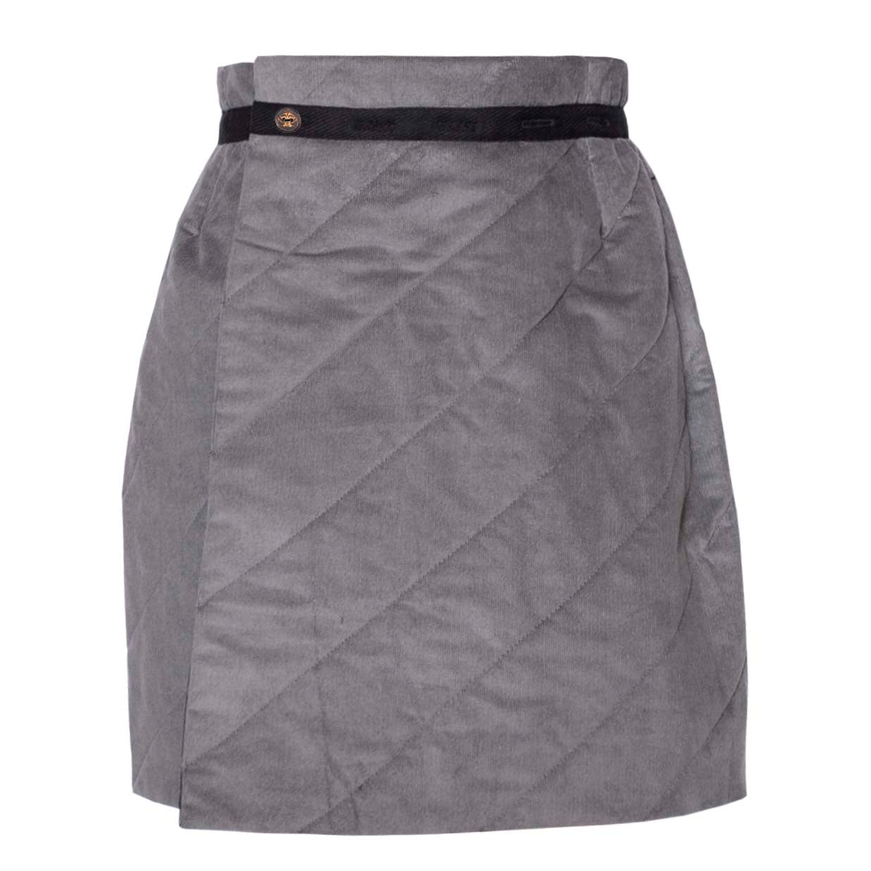 Girls Grey Velvet Skirt