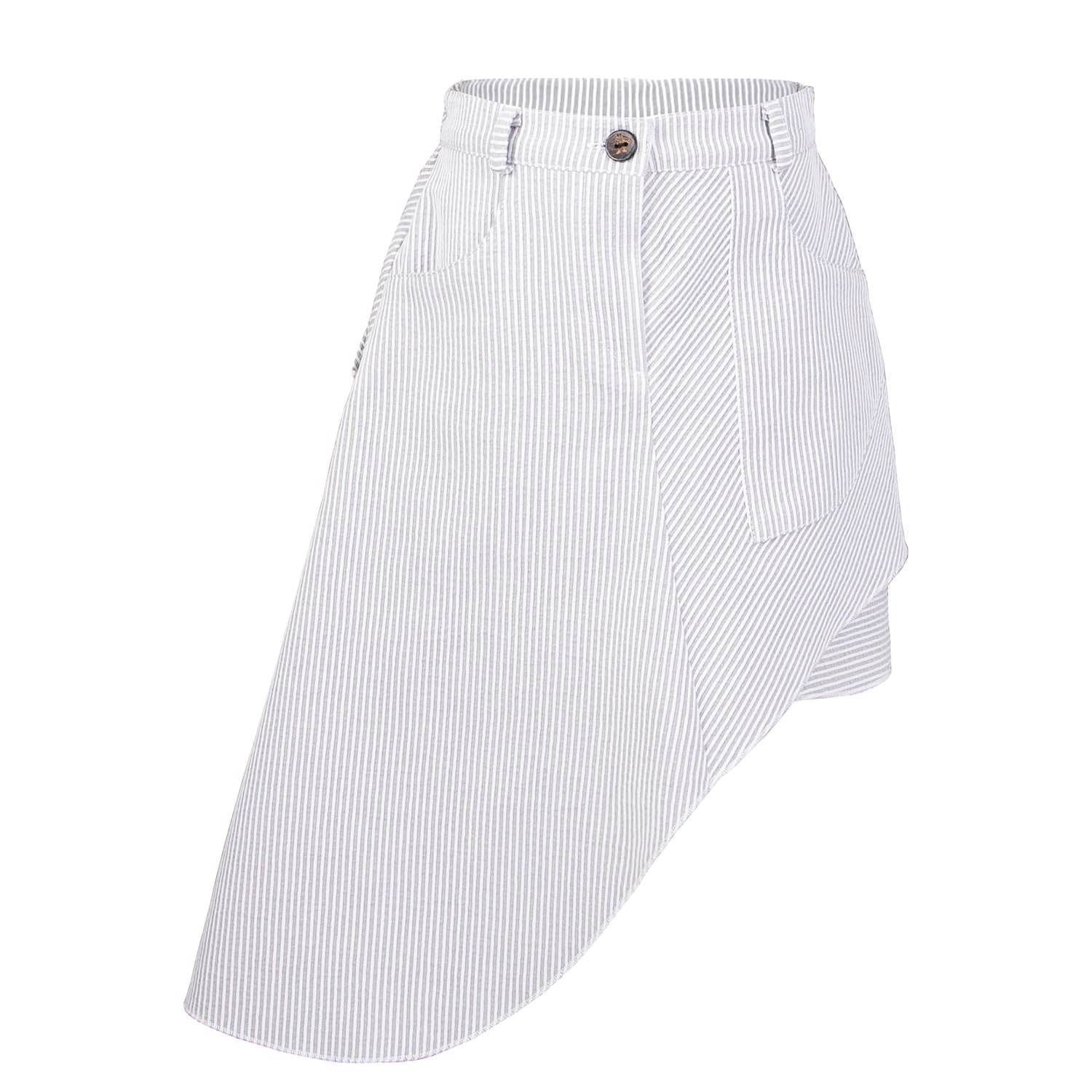 Girls Asymetrical Skirt with Grey Stripes