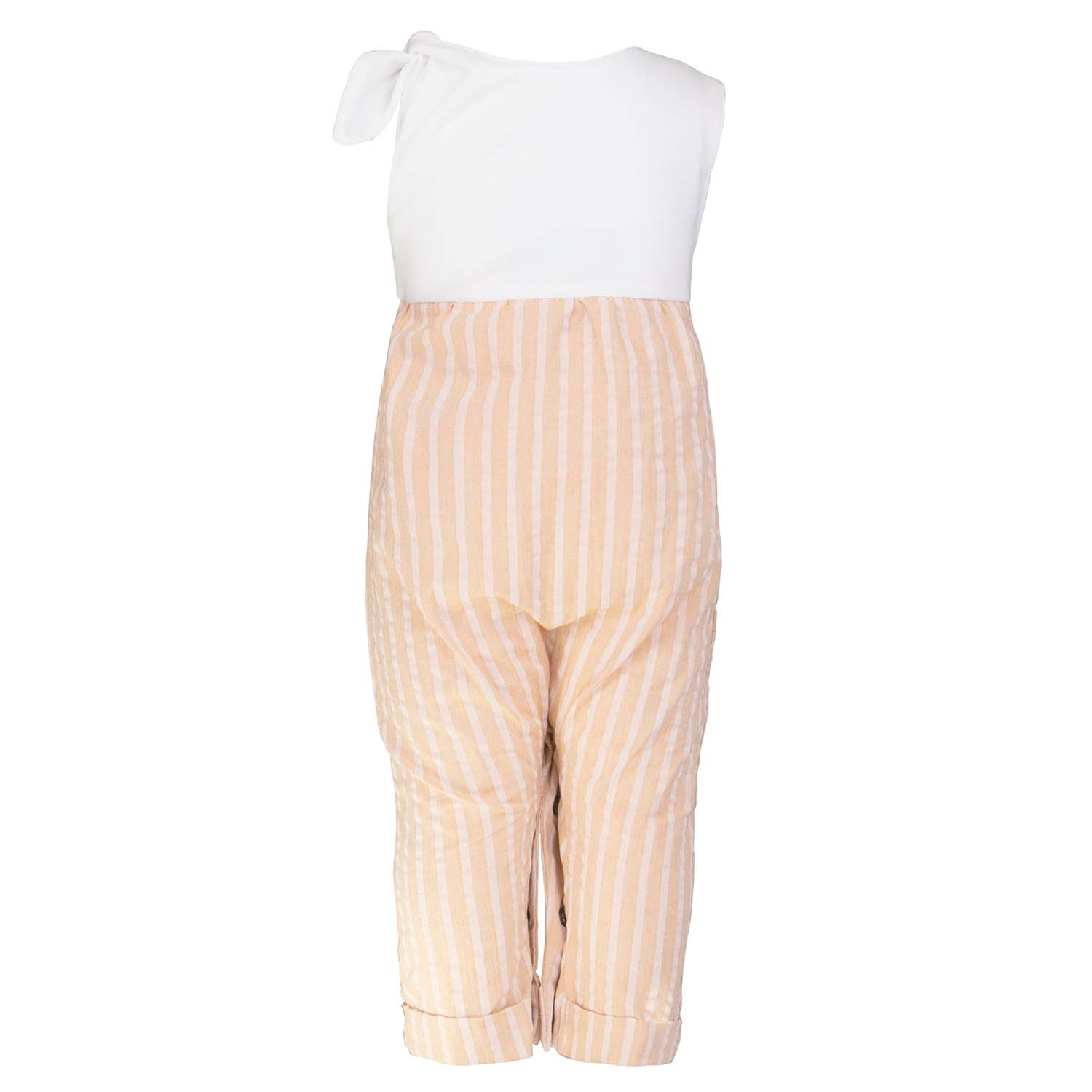 Peach Seersucker Baby Romper with Bow