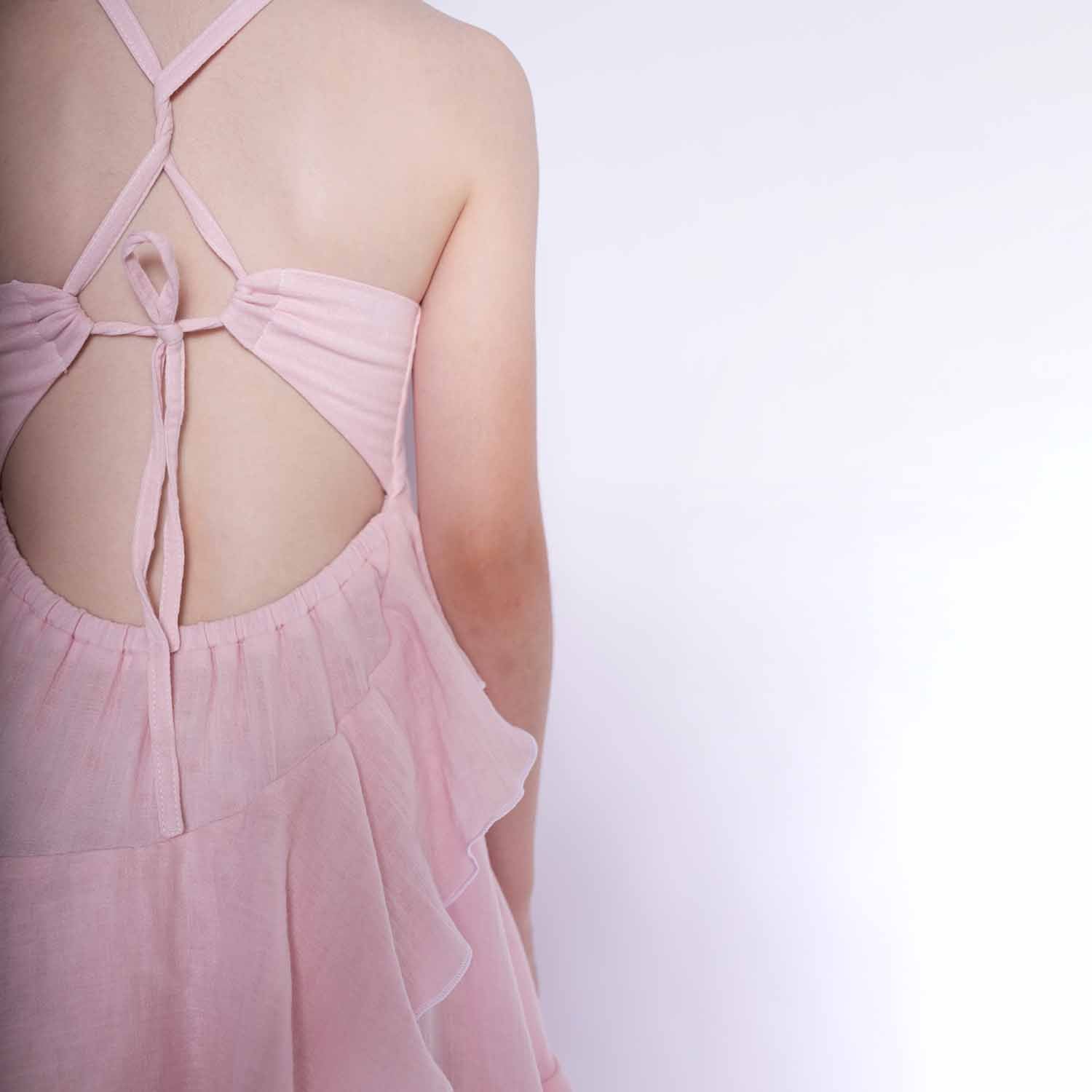 Roze asymmetrische jurk